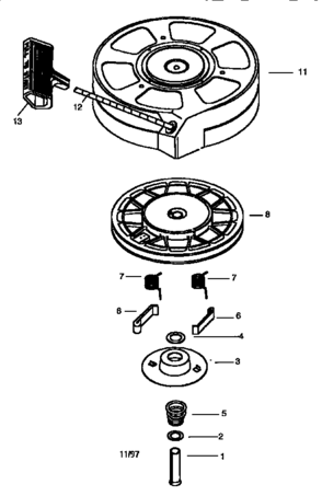 Rewind Starter Diagram and Parts List for  Craftsman Engine