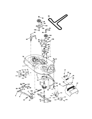 Mower Deck Diagram and Parts List for  Craftsman Lawn Tractor