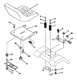 Seat Assembly Diagram and Parts List for  Craftsman Lawn Tractor