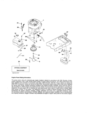 Engine Diagram and Parts List for  Craftsman Lawn Tractor