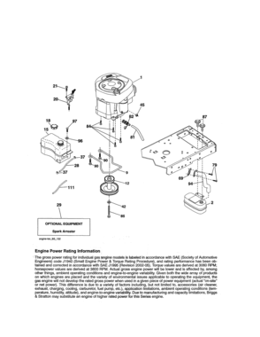 Engine Diagram and Parts List for  Craftsman Lawn Tractor