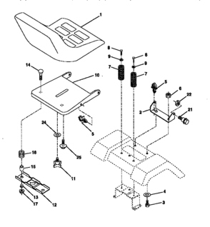 Seat Assembly Diagram and Parts List for  Craftsman Lawn Tractor