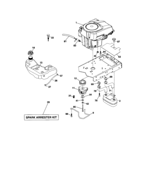 Engine Diagram and Parts List for  Craftsman Lawn Tractor