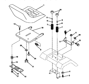 Seat Assembly Diagram and Parts List for  Craftsman Lawn Tractor