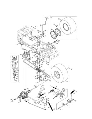 Transmission/wheels Diagram and Parts List for  Craftsman Lawn Tractor