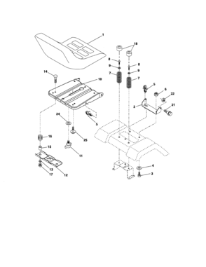Seat Assembly Diagram and Parts List for  Craftsman Lawn Tractor