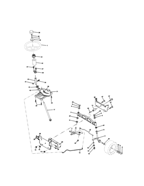 Steering Assembly Diagram and Parts List for  Craftsman Lawn Tractor