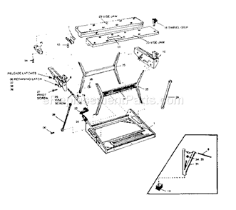 Unit Parts Diagram and Parts List for  Craftsman Workbench