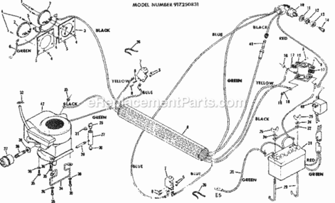 Page E Diagram and Parts List for  Craftsman Lawn Tractor