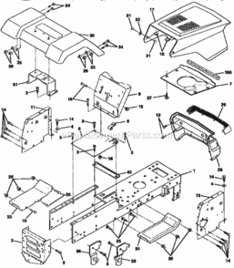 Page B Diagram and Parts List for  Craftsman Lawn Tractor