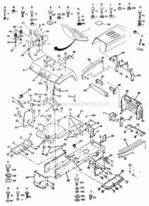 Page B Diagram and Parts List for  Craftsman Lawn Tractor
