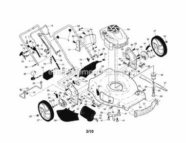 Page A Diagram and Parts List for  Craftsman Lawn Mower