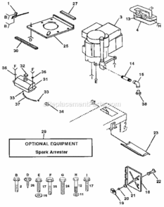 Page H Diagram and Parts List for  Craftsman Lawn Tractor