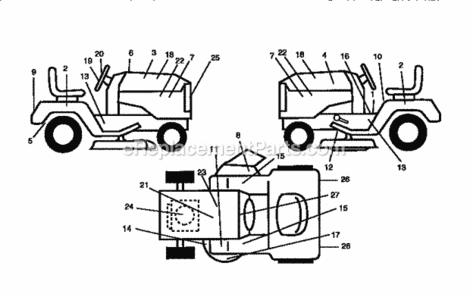 Page F Diagram and Parts List for  Craftsman Lawn Tractor