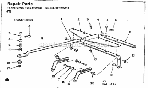Part Location Diagram of 1530P Craftsman Flat Washer