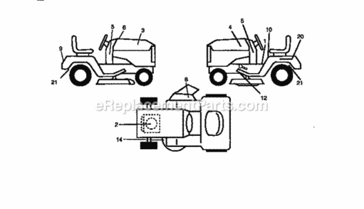 Page G Diagram and Parts List for  Craftsman Lawn Tractor