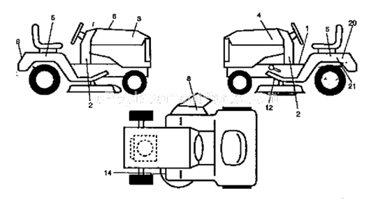 Decals Diagram and Parts List for  Craftsman Lawn Tractor