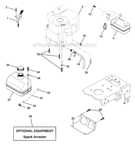 Engine Diagram and Parts List for  Craftsman Lawn Tractor
