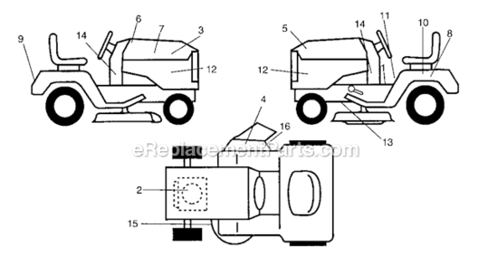 Decals Diagram and Parts List for  Craftsman Lawn Tractor