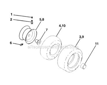 Wheels_And_Tires Diagram and Parts List for  Craftsman Lawn Tractor