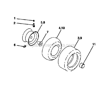 Wheels_And_Tires Diagram and Parts List for  Craftsman Lawn Tractor