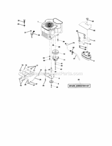 Page E Diagram and Parts List for  Craftsman Lawn Tractor