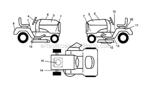 Decals Diagram and Parts List for  Craftsman Lawn Tractor