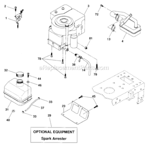 Engine Diagram and Parts List for  Craftsman Lawn Tractor