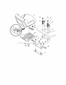Seat Diagram and Parts List for  Craftsman Lawn Tractor