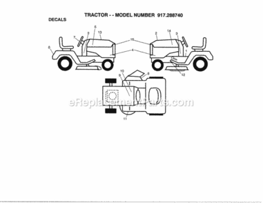 Page H Diagram and Parts List for  Craftsman Lawn Tractor