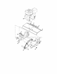 Page E Diagram and Parts List for  Craftsman Tiller