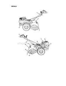 Page G Diagram and Parts List for  Craftsman Tiller