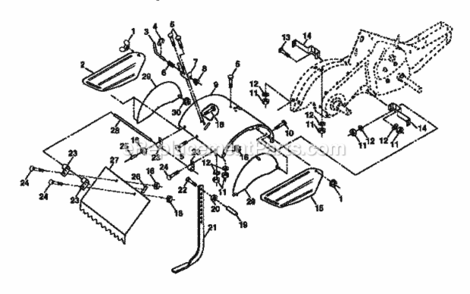Page E Diagram and Parts List for  Craftsman Tiller