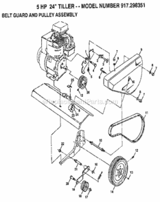 Page B Diagram and Parts List for  Craftsman Tiller