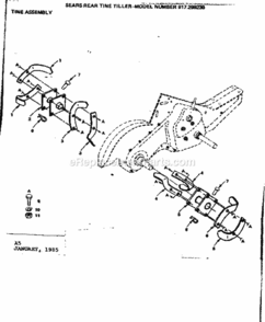 Page A Diagram and Parts List for  Craftsman Tiller