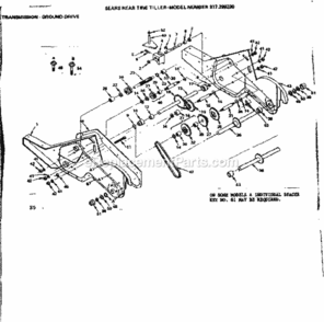 Page E Diagram and Parts List for  Craftsman Tiller