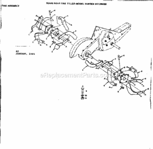 Page A Diagram and Parts List for  Craftsman Tiller