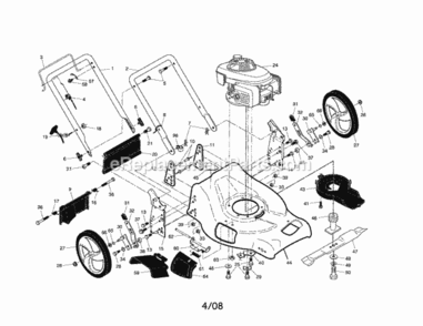 Page A Diagram and Parts List for  Craftsman Lawn Mower