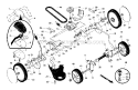 Drive ControlGear CaseWheels Diagram and Parts List for  Craftsman Lawn Mower