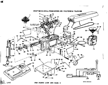 2 In. Drill Press Diagram and Parts List for  Craftsman Drill Press