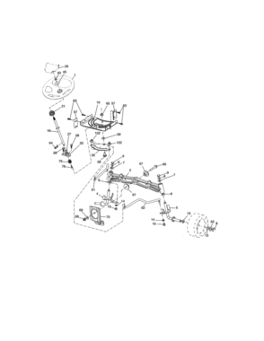 Steering Assembly Diagram and Parts List for  Craftsman Lawn Tractor