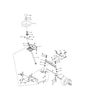 Steering Assembly Diagram and Parts List for  Craftsman Lawn Tractor