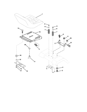 Seat Assembly Diagram and Parts List for  Craftsman Lawn Tractor