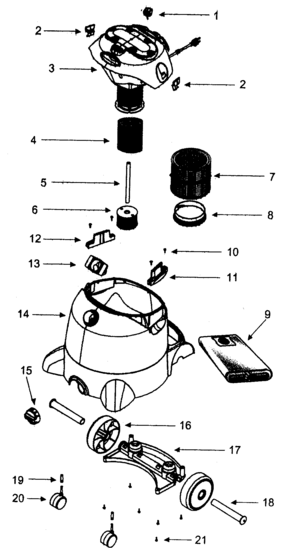 Vacuum Diagram and Parts List for  Craftsman Utility Vacuum