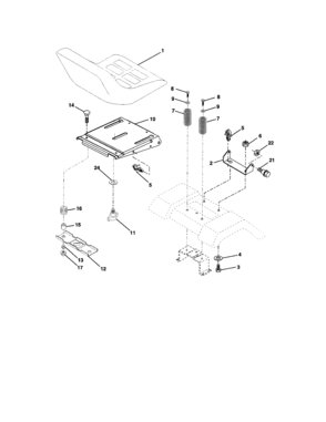 Seat Assembly Diagram and Parts List for  Craftsman Lawn Tractor