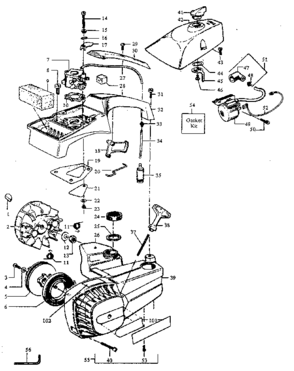 Main Frame Diagram and Parts List for  Craftsman Chainsaw