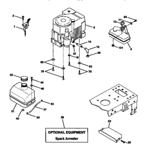 Engine Diagram and Parts List for  Craftsman Lawn Tractor