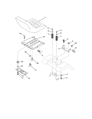 Seat Assembly Diagram and Parts List for  Craftsman Lawn Tractor
