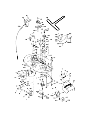 Mower Deck Diagram and Parts List for  Craftsman Lawn Tractor