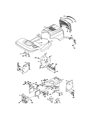 Chassis Diagram and Parts List for  Craftsman Lawn Tractor